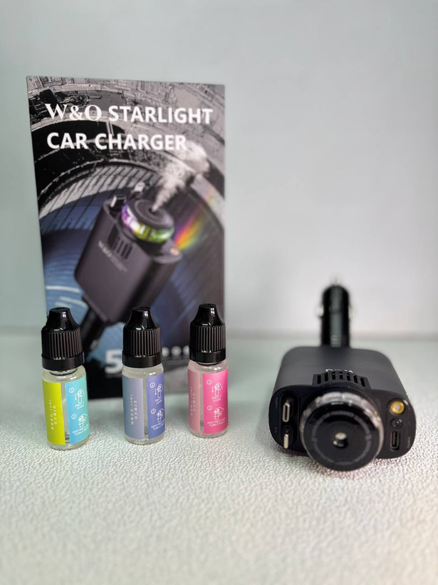 شارژر فندکی ۵ کاره و خوشبوکننده هوشمند W&O مدل Starlight (به همراه ۳ رایحه اسانس)