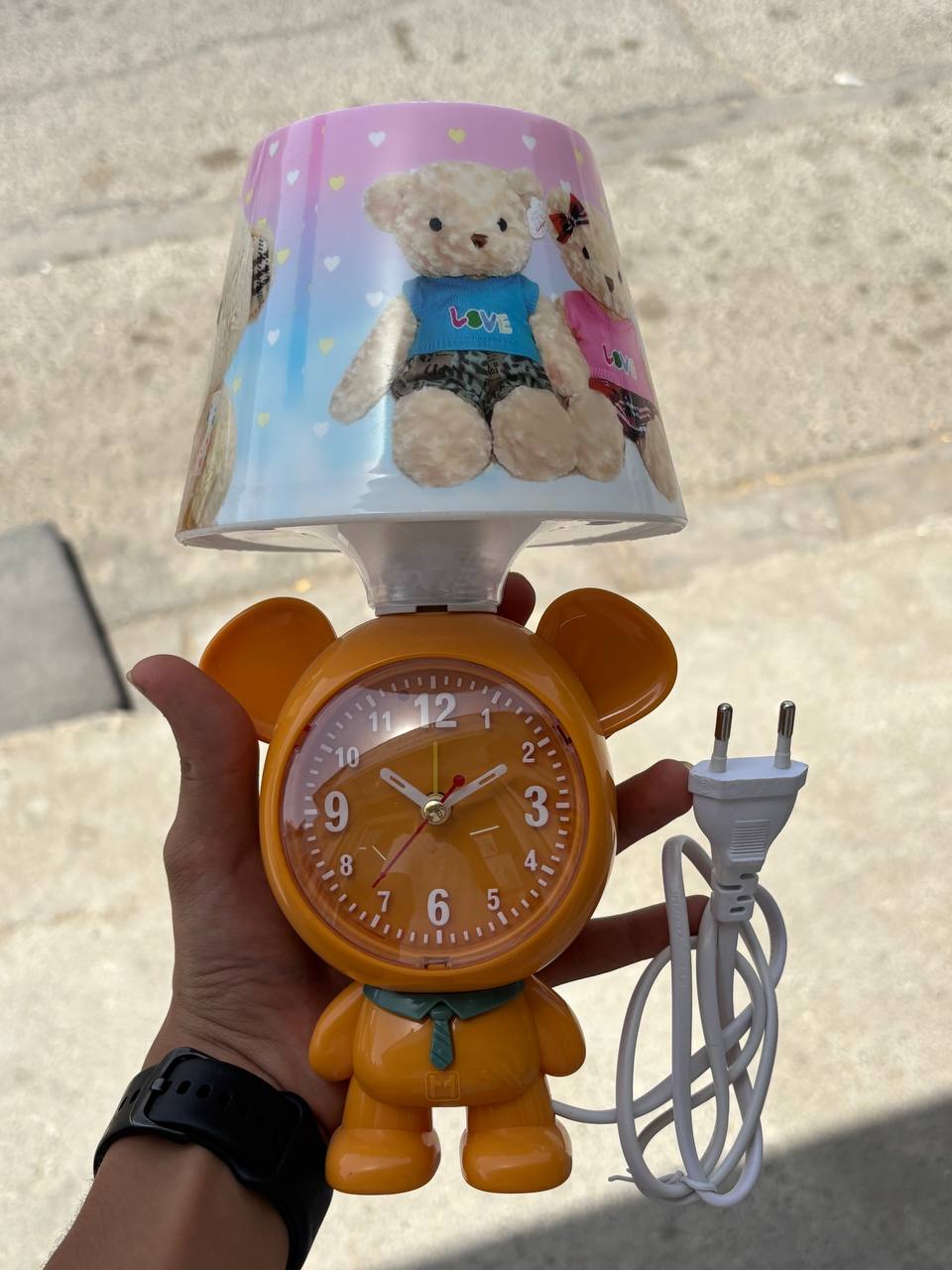 چراغ خواب و ساعت رومیزی فانتزی کودک طرح خرس مدل Lovely Bear