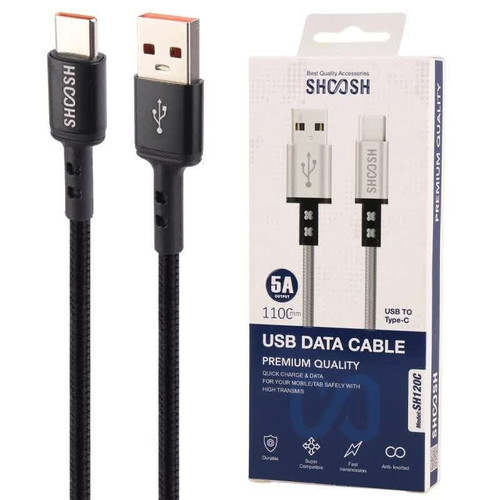 کابل تبدیل USB به Type-C شوش SHOOSH مدل SH120C جریان ۵ آمپر طول ۱.۱ متر