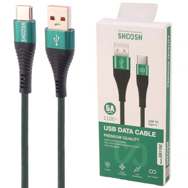 کابل تبدیل USB به Type-C شوش SHOOSH مدل SH115C جریان 5A طول ۱۱۰ سانتی‌متر