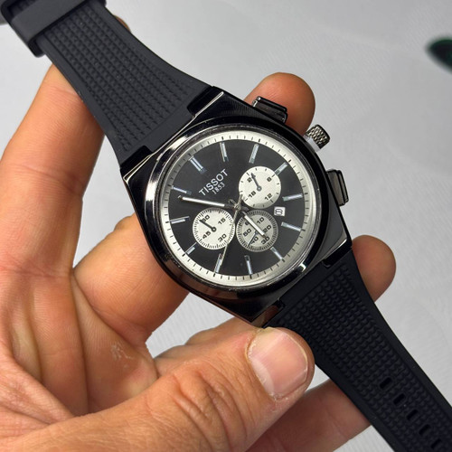 ساعت مچی مردانه طرح تیسوت Tissot 1853 مدل کرونوگراف بند سیلیکونی مشکی