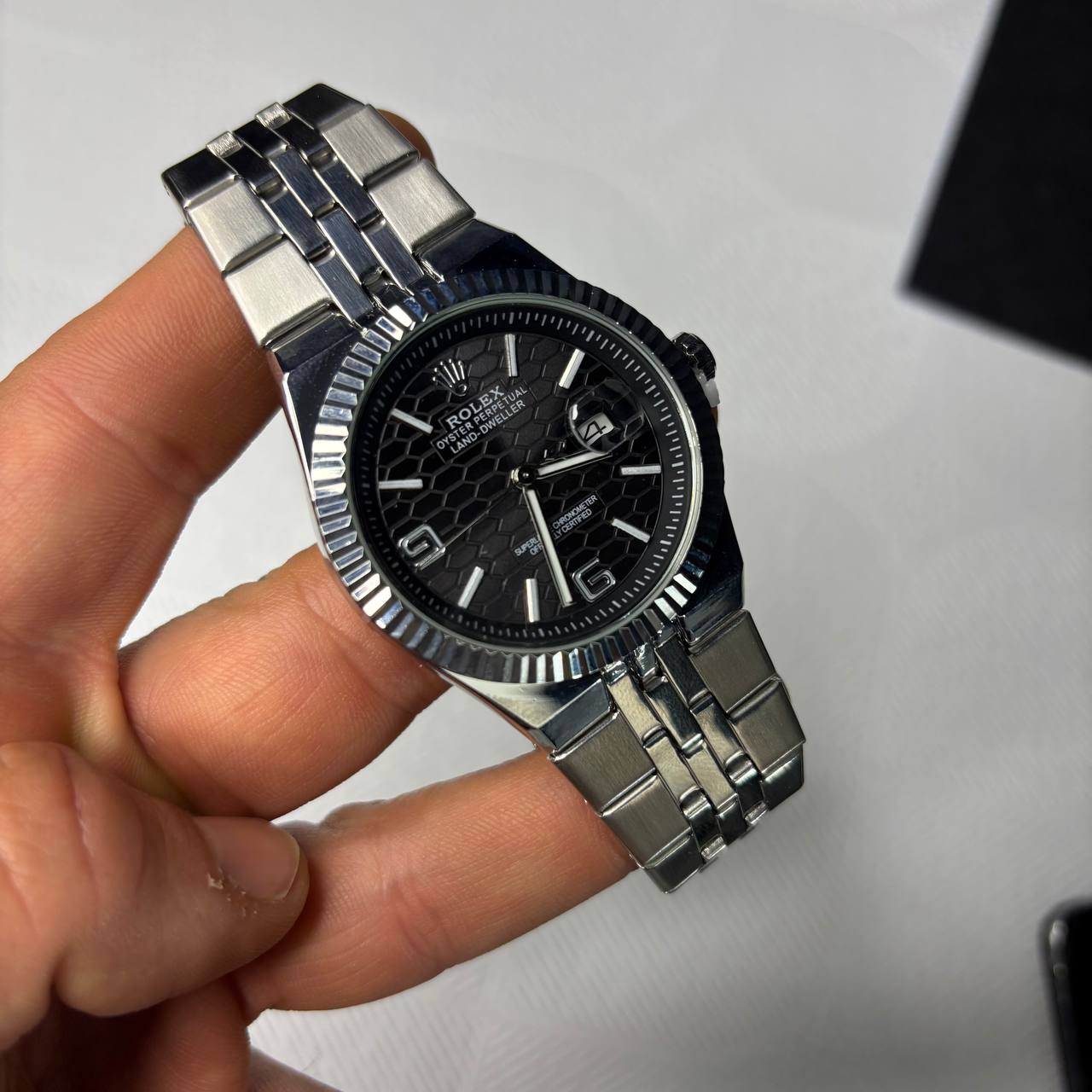 ساعت مچی مردانه طرح رولکس Rolex مدل Land-Dweller صفحه لانه زنبوری