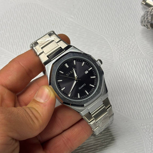 ساعت مچی مردانه کاسیو Casio مدل قاب هشتضلعی صفحه مشکی استیل