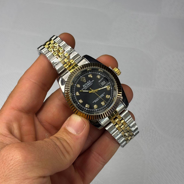 ساعت مچی رولکس Rolex مدل دیتجاست Datejust دو رنگ طلایی نقرهای صفحه مشکی نگیندار
