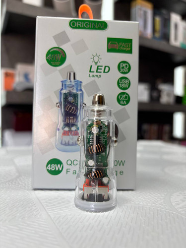 شارژر فندکی شفاف ۴۸ وات سوپرفست (پورت PD 30W + QC 18W)