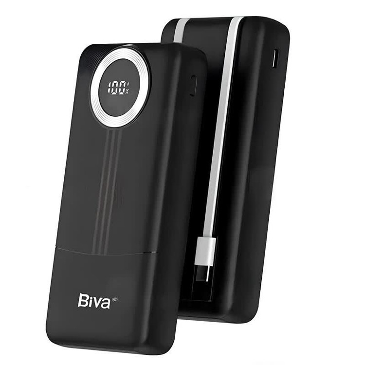 پاوربانک فست شارژ ۱۰,۰۰۰ میلیآمپر بیوا مدل Biva BP-039 (توان ۲۲.۵ وات با کابل متصل)