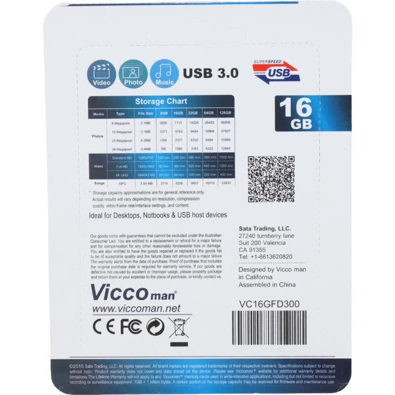 فلش مموری ۱۶ گیگابایت ویکو من مدل Vicco man VC16GFD300 USB 3.0