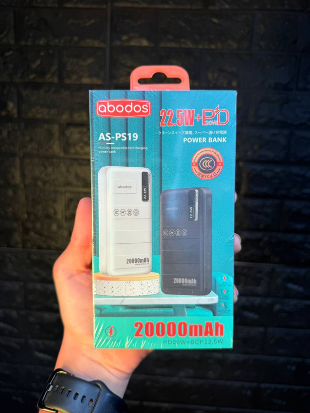پاوربانک ۲۰۰۰۰ میلیآمپر آبودوس مدل Abodos AS-PS19 فست شارژ 22.5W + PD 20W