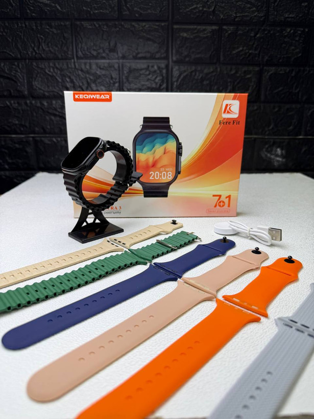 ساعت هوشمند KEQIWEAR KW100 Ultra 3 به همراه 7 بند