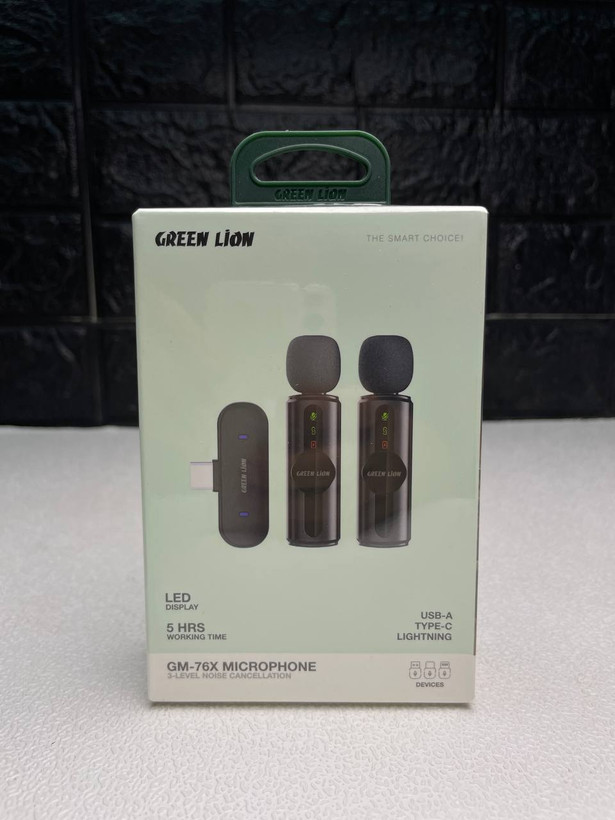 ست میکروفون بی سیم گرین لاین مدل GM-76X با درگاه اتصال USB-C/لایتنینگ/USB-A