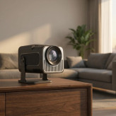 ویدئو پروژکتور مدل HY320 Mini با روشن Full HD 1080p، عمر لامپ 50000 ساعت، پردازنده Cortex-A53 و قابلیت اتصال WiزولFi 5G و Bluetooth 5.0، مناسب برای سرگرمی خانگی و اداری، شدت روشنایی 390 ANSI lumens و وزن 700 گرم