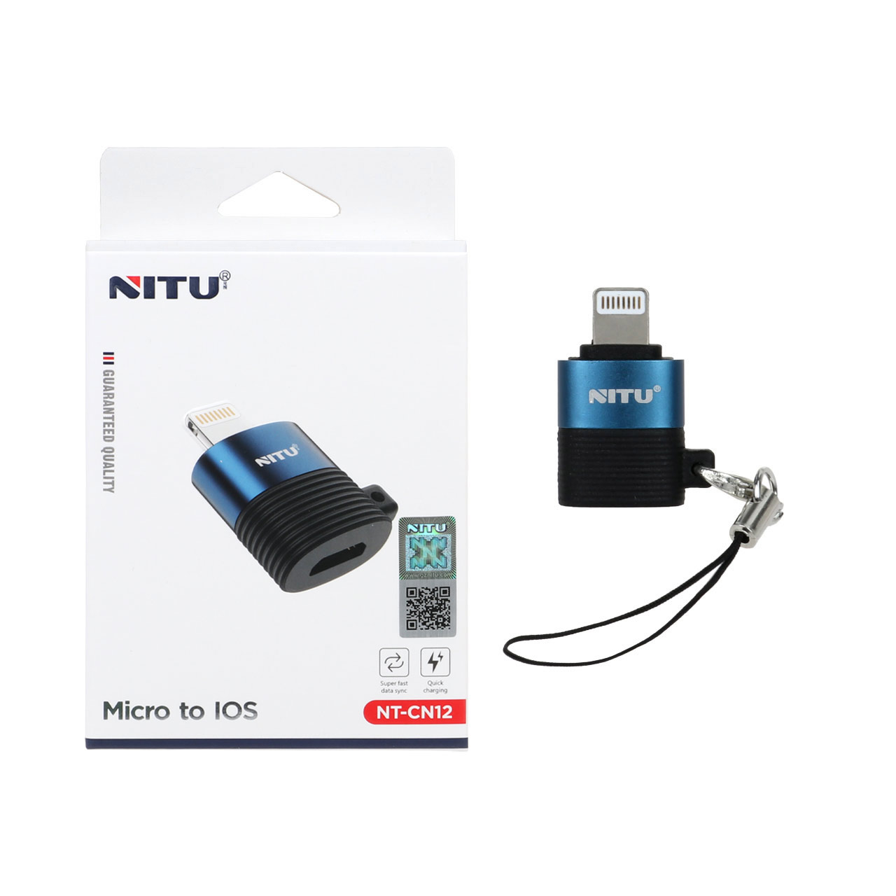 تبدیل NITU MicroUSB TO Lightning مدل CN12 - مشکی آبی
